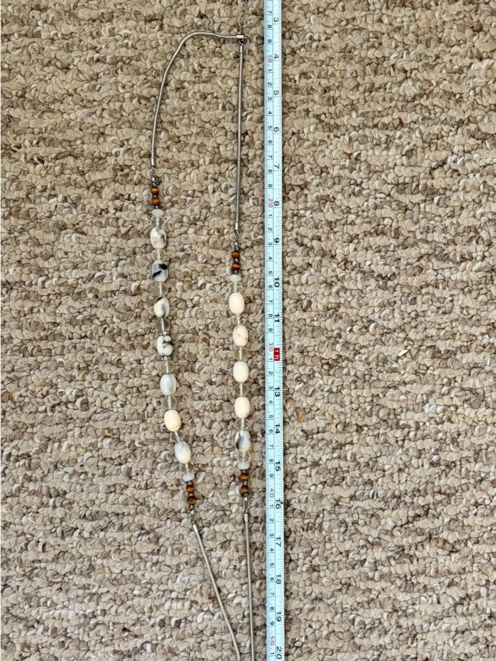 LOFT Boho Mixed Media Necklace | Wood, Clear & Cream Stone Beads - Picture 6 of 6